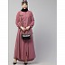 Front open Contrast embroidery abaya- Mauve Pink